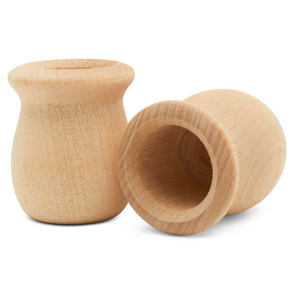 Bean Pot Candle Cups, 1-5/8 Inch, 29/32 Inch Hole, Pack of 100 Unfinished Wood Candle Holders, Wood Turnings for Crafts, by Woodpeckers