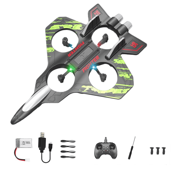 Avión RC 2.4G Avión de Control Remoto Seis EPP de Espuma con LED para Interiores y Exteriores Juguete Simple Regalo para Niños Verde