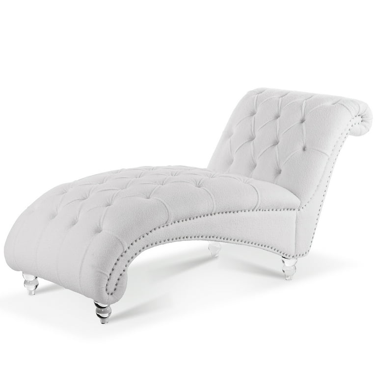 White discount tufted chaise