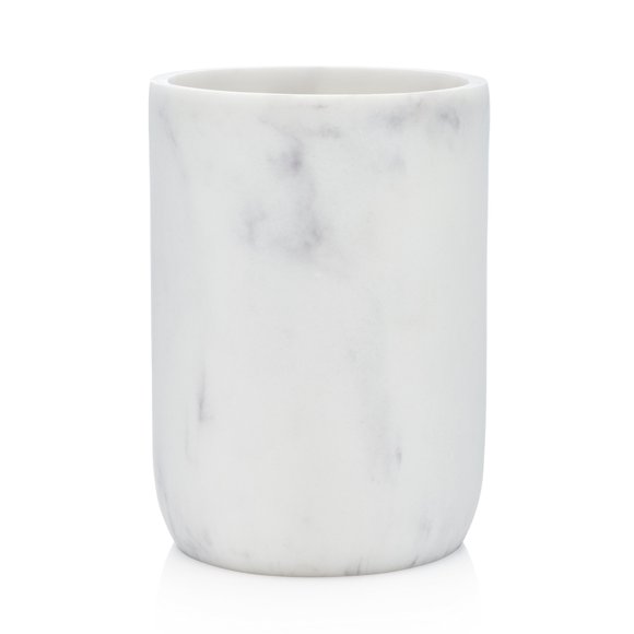 Essentra Home Blanc Collection White Bathroom Tumbler Cup for Vanity Countertops, Also Great As Pencil Pen Holder and Makeup Brush Holder