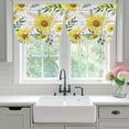 thumbnail image 4 of Yellow Daisy Tie Up Curtains for Windows, Adjustable Balloon Window Shades, Farmhouse Country Flower Leaf Plant Wood Grain Kitchen Window Treatments Farmhouse Short Curtains with Rod Pocket 42"x45", 4 of 8