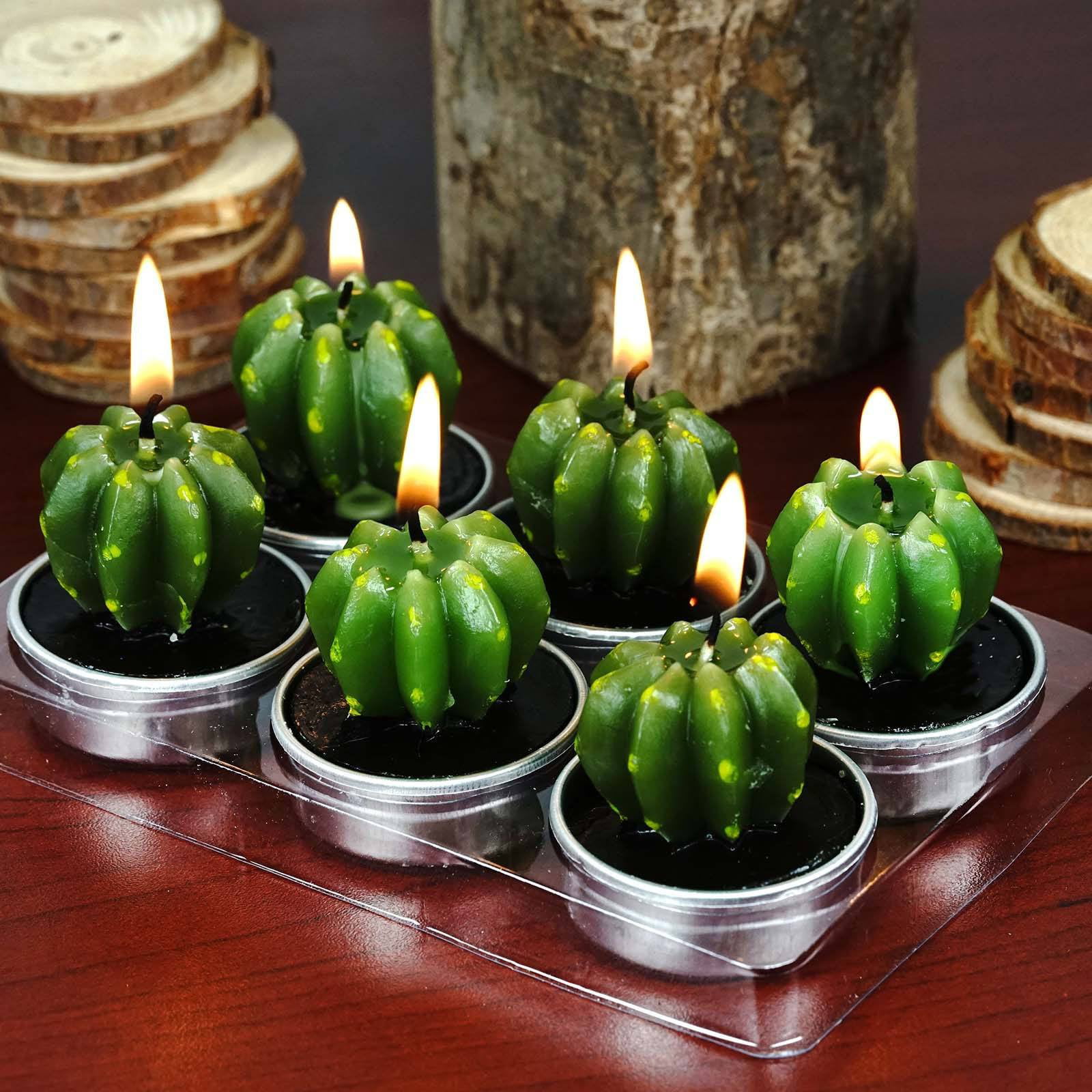 UUsave 12 Pcs Cactus Tealight Candles Decor Handmade Delicate Succulent Cactus Candles for Valentines day Birthday Party Wedding Spa Living Room Home Decoration 12 