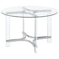thumbnail image 4 of Keeling 47-inch Round Glass Top Acrylic Dining Table Chrome, 4 of 7
