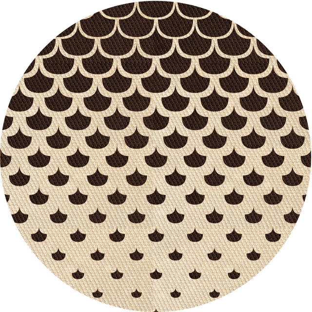 Ahgly Company Tapis Rond Lavable en Machine Intérieur Transitionnel Pêche Orange Profond, 7 Pieds Rond