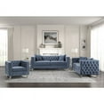 thumbnail image 3 of Lexicon Orina Button Tufted Velvet Chair in Dark Blue, 3 of 6