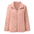 thumbnail image 5 of Luxurious Plus Size Faux Jacket Winter Warm Zip Up Coat Soft Fleece Outerwear For Fashionable Elegant Casual Outfit-Pink-XXXL, 5 of 5