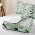 thumbnail image 4 of Erosebridal Girls Butterfly Bed Spread Queen, Gradient Oil Painting Queen Coverlet Set, Gray Reversible, Pale Green White, 3-Piece (1 Quilt and 2 Pillowcases), 4 of 7