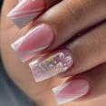 thumbnail image 1 of 24 Uds uñas postizas cubierta completa uñas postizas elegante rosa degradado brillo francés uñas cortas ataúd uñas postizas cortas prensa en las uñas Tan Jianjun  unisex, 1 of 2
