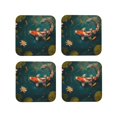 thumbnail image 1 of Easygdp Koi Pond Lilies or Leather Coasters Set of 4 Coaster, Non-Slip, Heat Resistant for Home, Office, Kitchen (Round,Square,Octagon,Hexagon)-Square, 1 of 6
