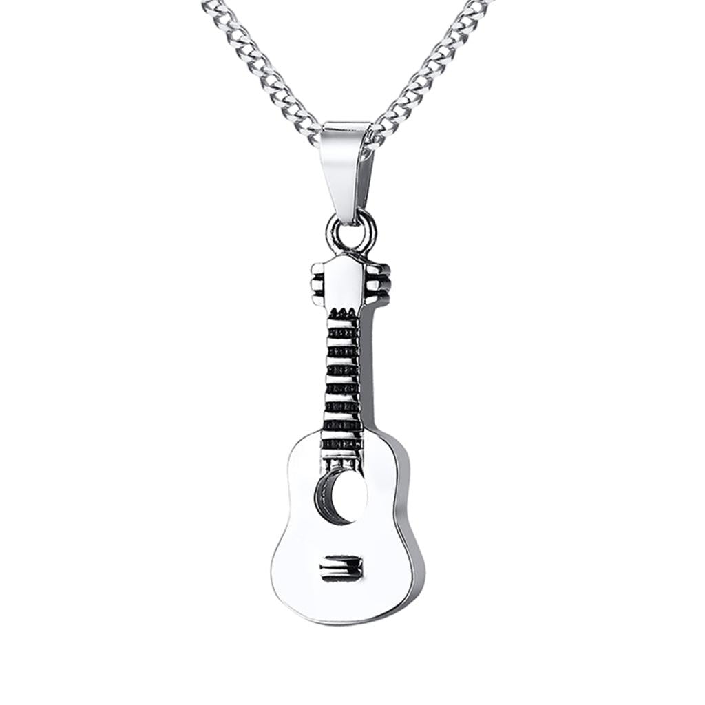 Guitar Cremation Urn Necklace Decorative Titanium Steel Keepsake Jewelry