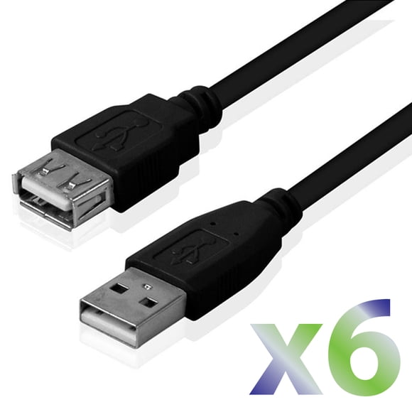 Exian USB Extension Cable 28" Black 6/Pkg