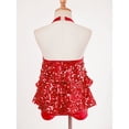thumbnail image 3 of vastwit Kids Girls Sequins Jazz Latin Leotard Halter Tassel Dance Dress Modern Ballet Dancewear Red 10, 3 of 7