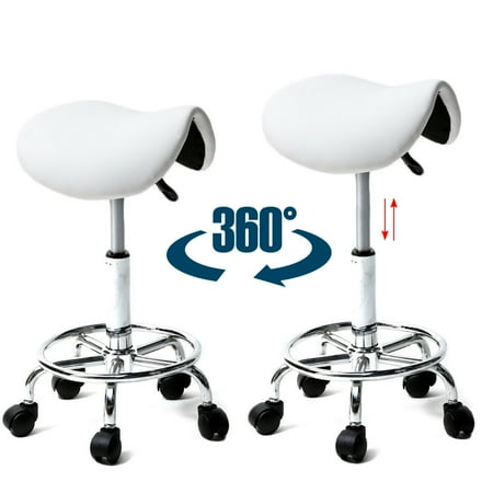Adjustable Stool Wheels - Ktaxon 5 Wheels Adjustable Hydraulic Rolling Swivel Saddle Stool Spa Salon Chair White
