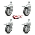 thumbnail image 2 of 5 Inch Thermoplastic Rubber Swivel 3/8 Inch Stem Caster Set Total Lock Brake SCC, 2 of 2