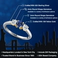 thumbnail image 2 of Gem Stone King 925 Silver and 10K Yellow Gold Blue Created Sapphire and White Topaz Engagement Ring for Women | 1.26 Cttw | Round 5MM | Gemstone September Birthstone | Size 6, 2 of 6