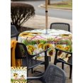 thumbnail image 4 of Spring Sunflowers Outdoor Tablecloth - 54x54 Inch Square Dining Table Cover, Country Bicycles Yellow Flowers Wooden Waterproof Outdoor Table Cloth with Umbrella Hole & Zipper for Picnic/Patio/Party, 4 of 7