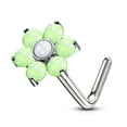 thumbnail image 1 of Nose Stud Rings L-shape with Illuminating Stone Set Flower Top 20g, 1 of 6