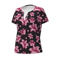 thumbnail image 2 of Naloa Lilies Flowers Print T-Shirts Short Sleeve V Neck Tees for Women Fashion Tops Trendy Lightweight Soft Casual Summer Outfits Clothes, 2 of 5