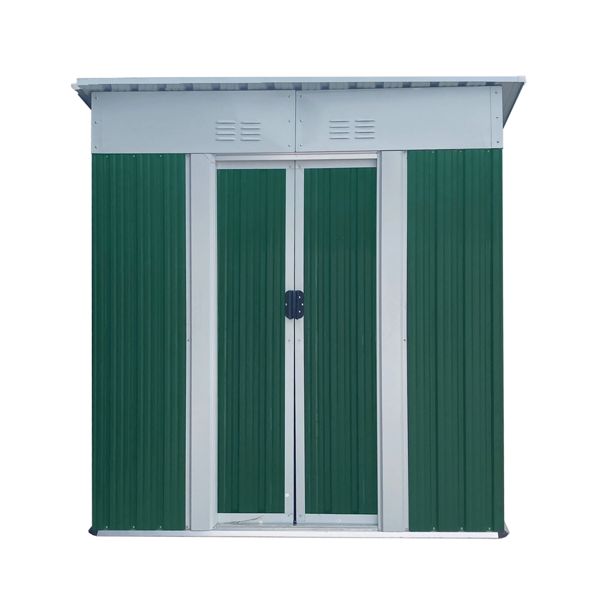 EXRACING Shed 5*3 ft Outdoor Metal Storage Shed with Double Door Steel Garden Shed Single Slope Roof,Green