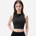 thumbnail image 2 of Active Women's Zip-Up Mock Neck Crop Top with Sleeveless Design - X Large, Black, 2 of 5