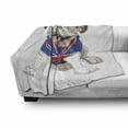 thumbnail image 3 of English Bulldog Soft Flannel Fleece Throw Blanket, Happy Dog Wearing a Union Jack Vest Cartoon Style Animal Design, Cozy Plush for Indoor and Outdoor Use, 50" x 70", Cream Navy Blue Red, by Ambesonne, 3 of 6