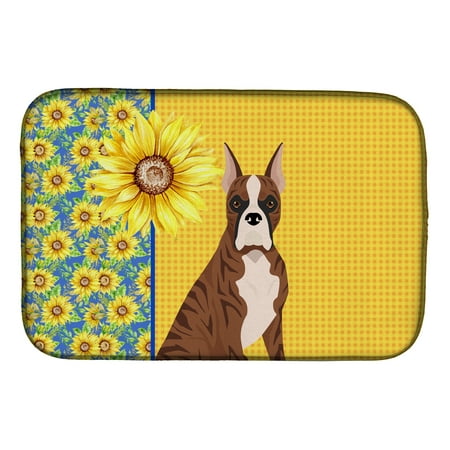 

Summer Sunflowers Red Brindle Boxer Dish Drying Mat 14 in x 21 in