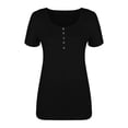 thumbnail image 6 of Alllist Spring Tops for Women Black Solid Short Sleeve V-Neck T-Shirts Womens T Shirts, 6 of 7