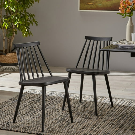 Farmhouse Spindle Back Dining Chairs Set Of 2 Black