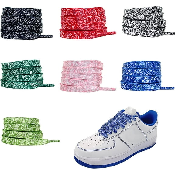 Bandana Shoe Laces 55" Paisley Flat Shoelace Cashew Flower Shoelaces for Sneakers Knicks Streetwear Photoshoot - 7 Pairs