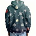 thumbnail image 4 of Wutalume Men's Casual Solid Color Zipper Long Sleeve Hooded Sweatshirt, Everyday Pullover with Christmas Print, Waffle Texture for Comfort and Style,Dark Green 3XL, 4 of 4