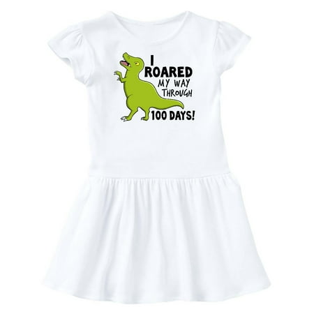 

Inktastic I Roared My Way Through 100 Days with Green Dinosaur Gift Toddler Girl Dress