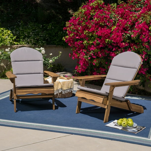 Gavin Outdoor Acacia Wood Folding Adirondack Chairs with 