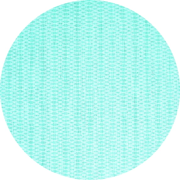 Ahgly Company Machine Washable Indoor Round Solid Turquoise Blue Modern Area Rugs, 5' Round