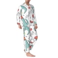 thumbnail image 2 of Wukai Music Lover Dinosaur Men's Long-Sleeve Pajama Set - Comfortable Sleepwear with Button-Down Shirt and Pants-Large, 2 of 6
