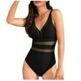 thumbnail image 5 of Ndbuld Women's Strappy Sports One-piece Modest Swimsuit Women's Tummy Tuck One-piece High Neck Swimsuit Full Cup Swimsuit Black M, 5 of 6