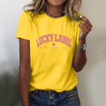 thumbnail image 2 of YDLCAFD T-Shirt pour Femmes Adapté à l'Impression Col Rond Manches Courtes Tee Tops Tunique Blouse, 2 of 5