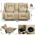 thumbnail image 2 of IPKIG Loveseat Recliner Sofa, Double Manual Recliner RVs Sofa with Storage Console, Side Pockets Cup Holder, Wingback Loveseat Reclining Couch for Living Room, Bedroom, RVs, Beige, 2 of 8