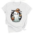 thumbnail image 4 of lcziwo Womens Fall Shirt Crew Neck Funny Ghost Graphic Tees Halloween Short Sleeve Going Out Tops, White, M, 4 of 6