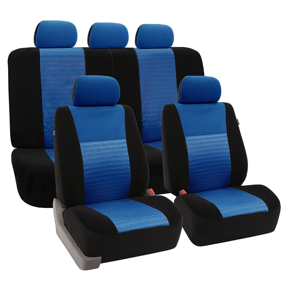 FH Group Universal Fit Full Set Trendy Elegance Car Seat Cover, (Blue