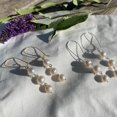 thumbnail image 2 of [Silver 925] Dainty Line Tiered Pearl Earrings, 2 of 6