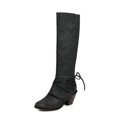 thumbnail image 5 of Fesfesfes Riding Boots For Women Long Pointed Lace-up Warm Solid High Heel Knight Synthetic US:6.5(38), 5 of 5