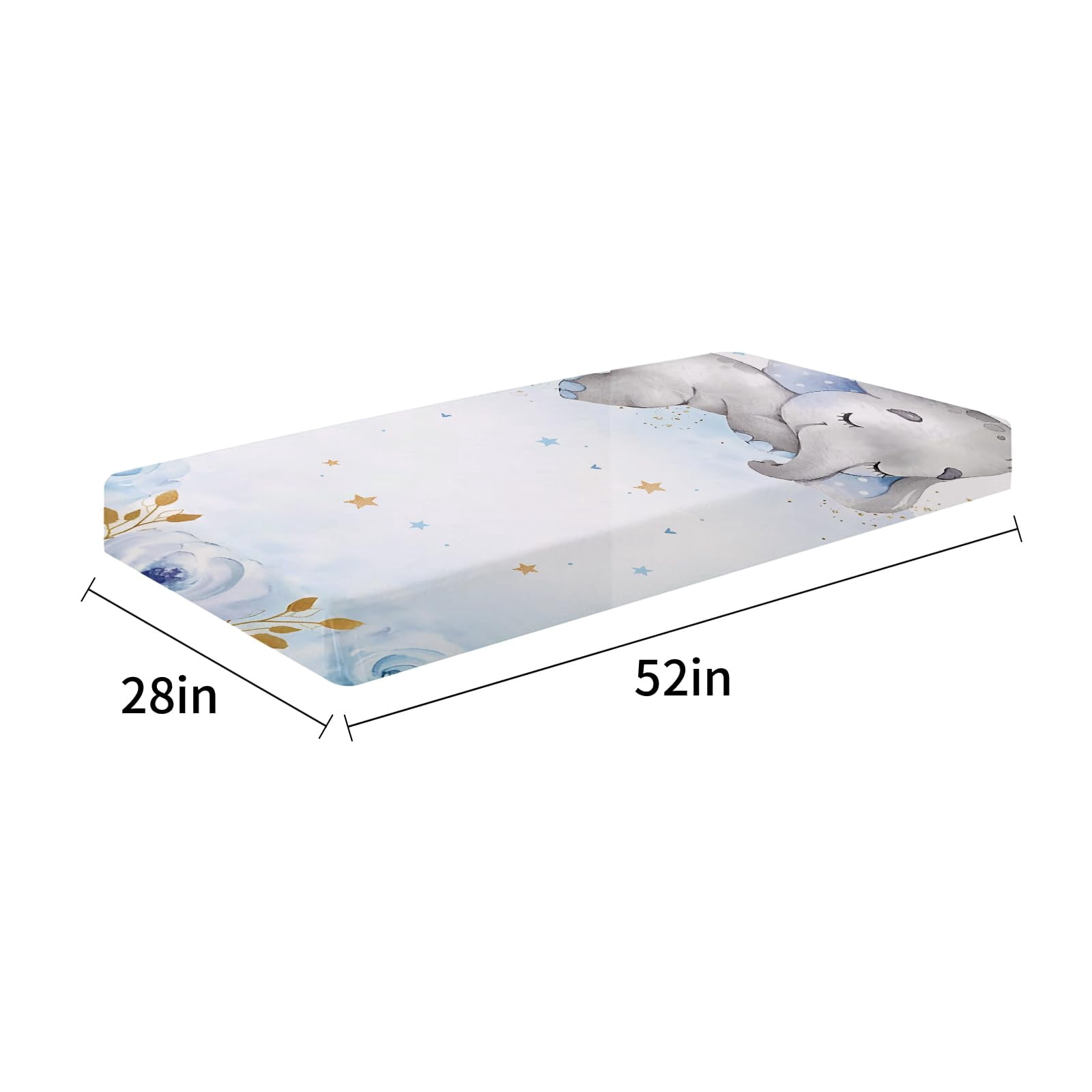 Gresahom Baby Crib Bedding Set - Blue Elephant Nursery Bed 3 Pcs Set - Chic Soft Blanket with Double Layer Dotted Backing, Fitted Sheet, Room Rug for Newborns Boys Girls Shower Gift(60"x80")