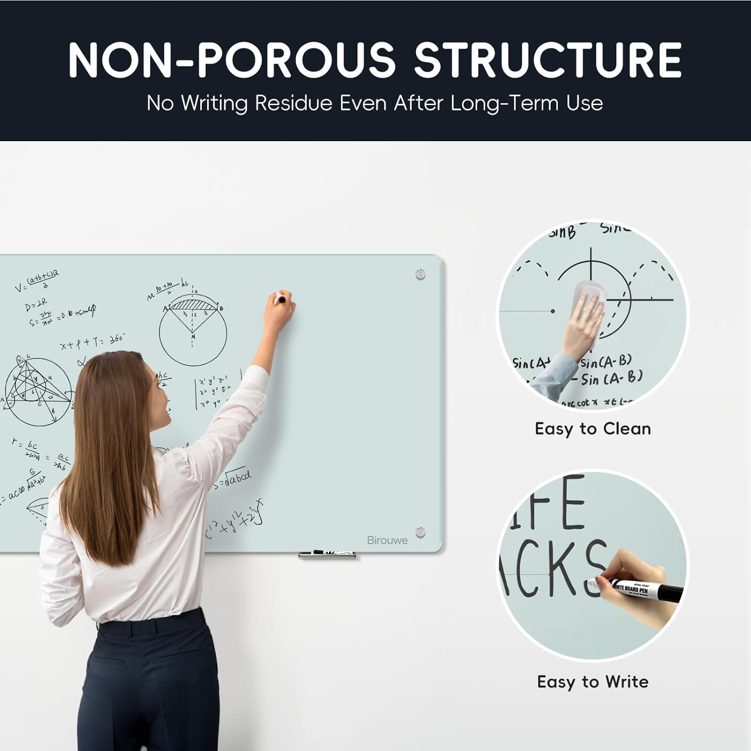Magnetic Glass Whiteboard - Glass Dry Erase Board 36x48 Large Frameless Glass Board for Walls Office School and Home