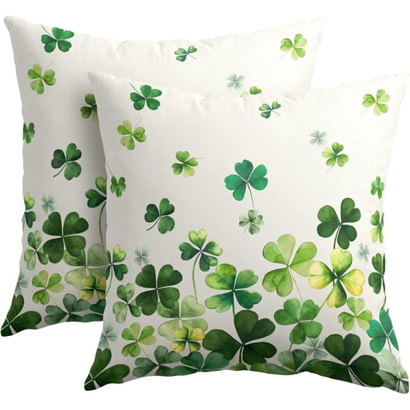 St. Patrick's Day Pillow Covers Set of 2 16x16 Inch Green Shamrock Outdoor Throw Pillowcases for Farmhouse Spring Lucky Clover Couch Decor Celebrate in Style