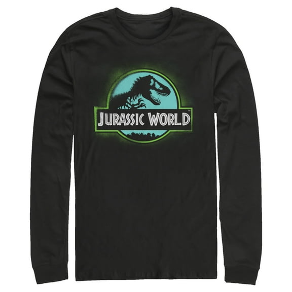 Men's Jurassic World T. Rex Spray Paint Logo Long Sleeve Shirt Black Medium