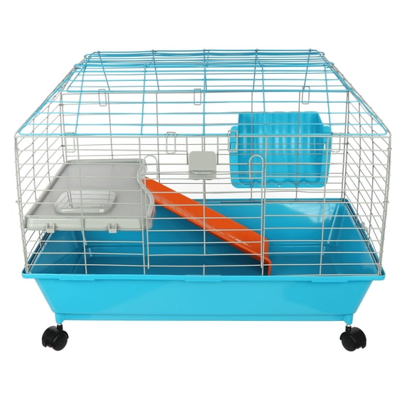 Guinea Pig Cage with Ramp, Shelf and Hayfeeder