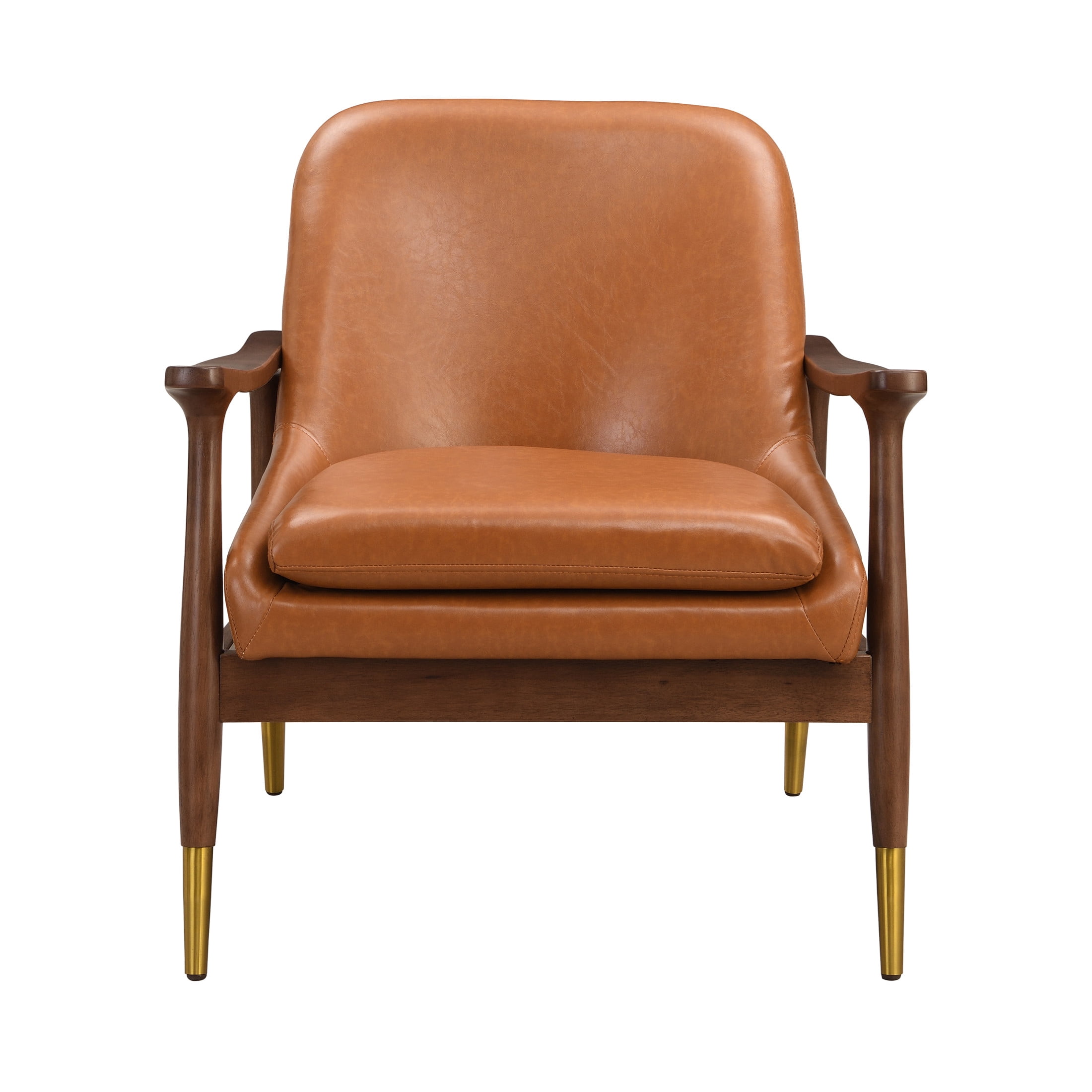 Christopher Knight Home Modern PU Leather and Rubberwood Lounge Arm Chair with Brass-Tipped Feet