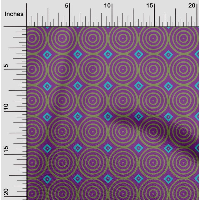 oneOone Cotton Silk Fabric Diamond & Circle Block Print Fabric BTY 42 Inch Wide