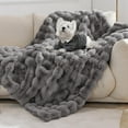 thumbnail image 3 of PatPat Throw Blanket for Couch Bed Fleece Plush Fuzzy Faux Fur Home Decoration Gift Bubble Soft Gray Throws Blankets Grey Large 60" x 70", 3 of 10
