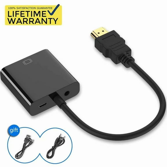 HDMI to VGA Converter Adapter with 3.5mm Audio Jack Supports HD 1080P@60Hz Male to Female for TV Stick, Raspberry Pi, Laptop, Chromebook, Roku, Xbox and More (Black)